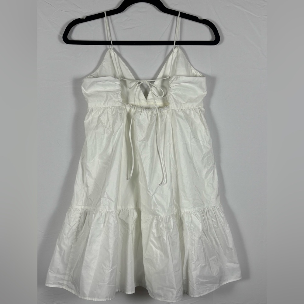 Zara Mini Dress Spaghetti Strap Babydoll White-M - Picture 8 of 11